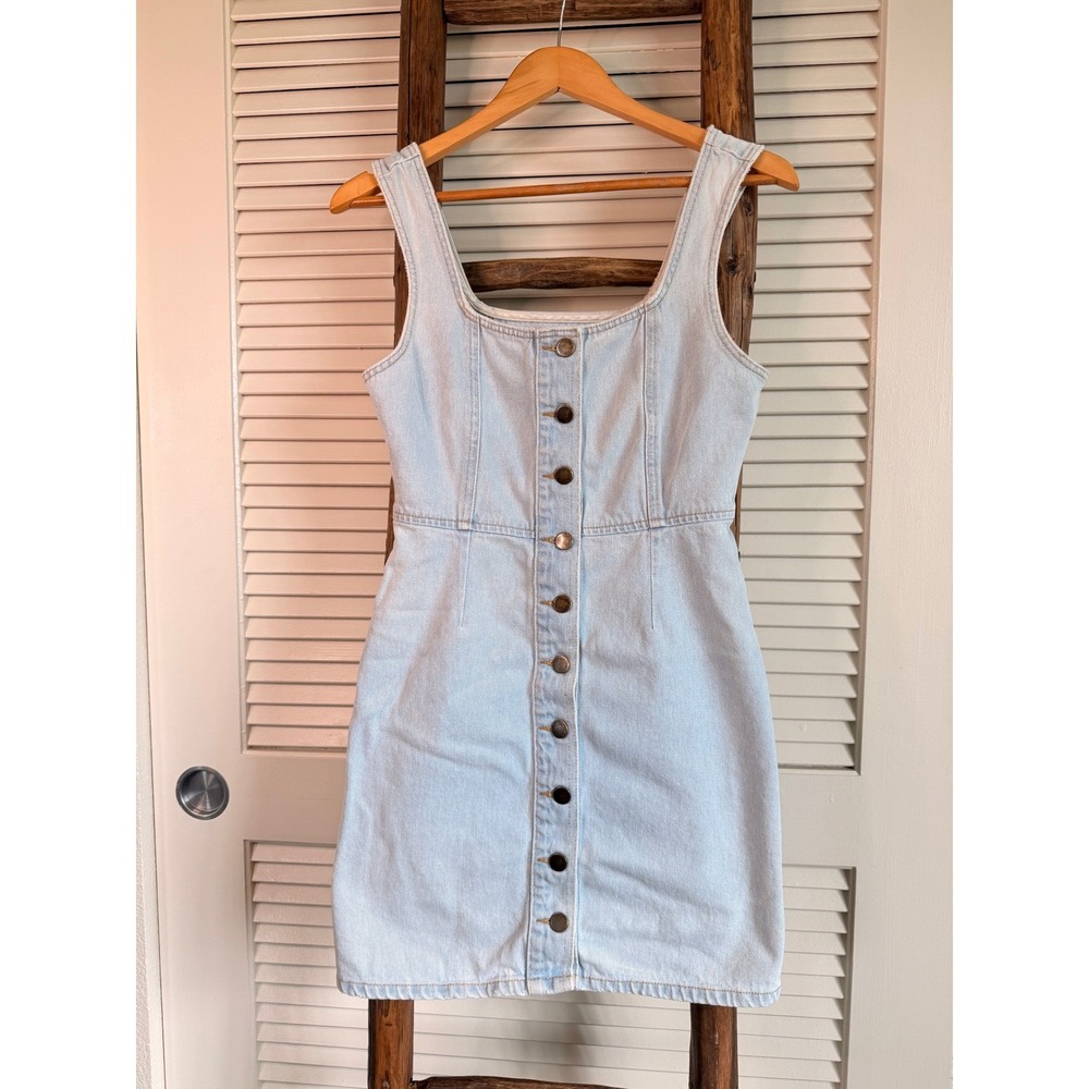 Urban Outfitters Denim Dress Womens  Purple Button Front Vintage‎ 90s